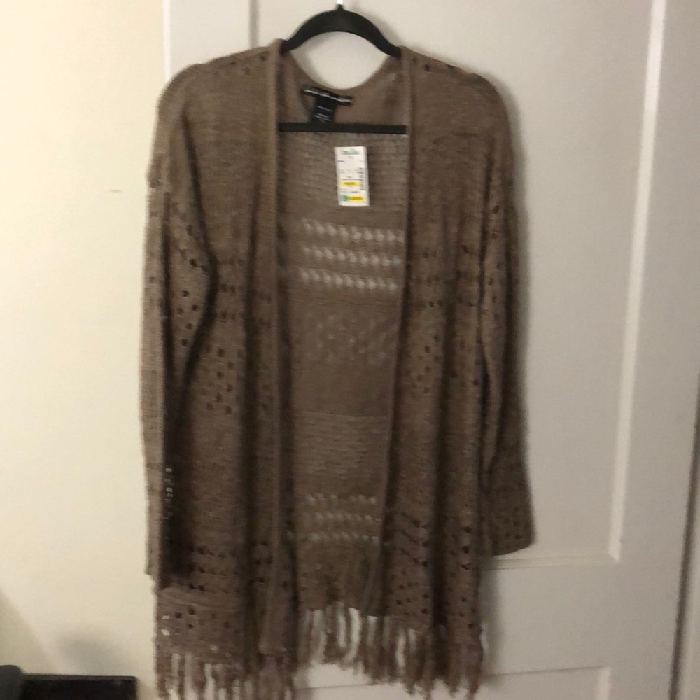 Crocheted Fringed Edged Cardigan